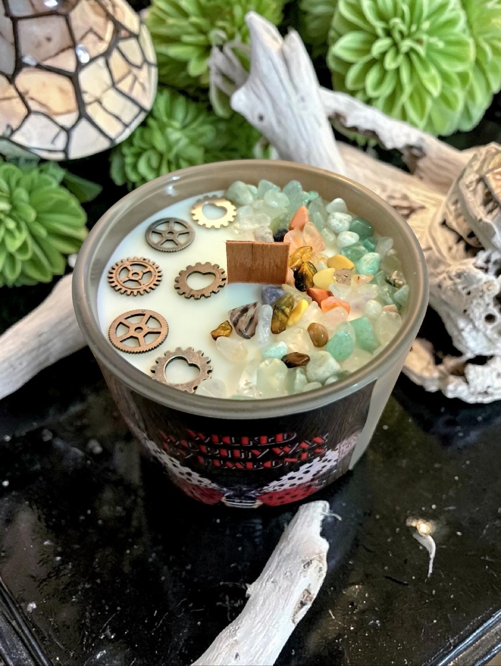 Hand Crafted , Wicked Worthy Wax, Crystal Gearhead 4oz candle - Picture 2 of 4